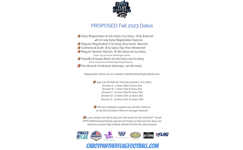Fall 2023 Proposed Dates